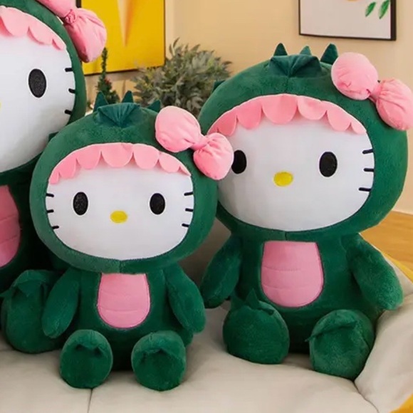 Sanrio Hello Kitty Dinosaur Plush – 13.7” Green Dino Costume Collectible - Picture 3 of 4